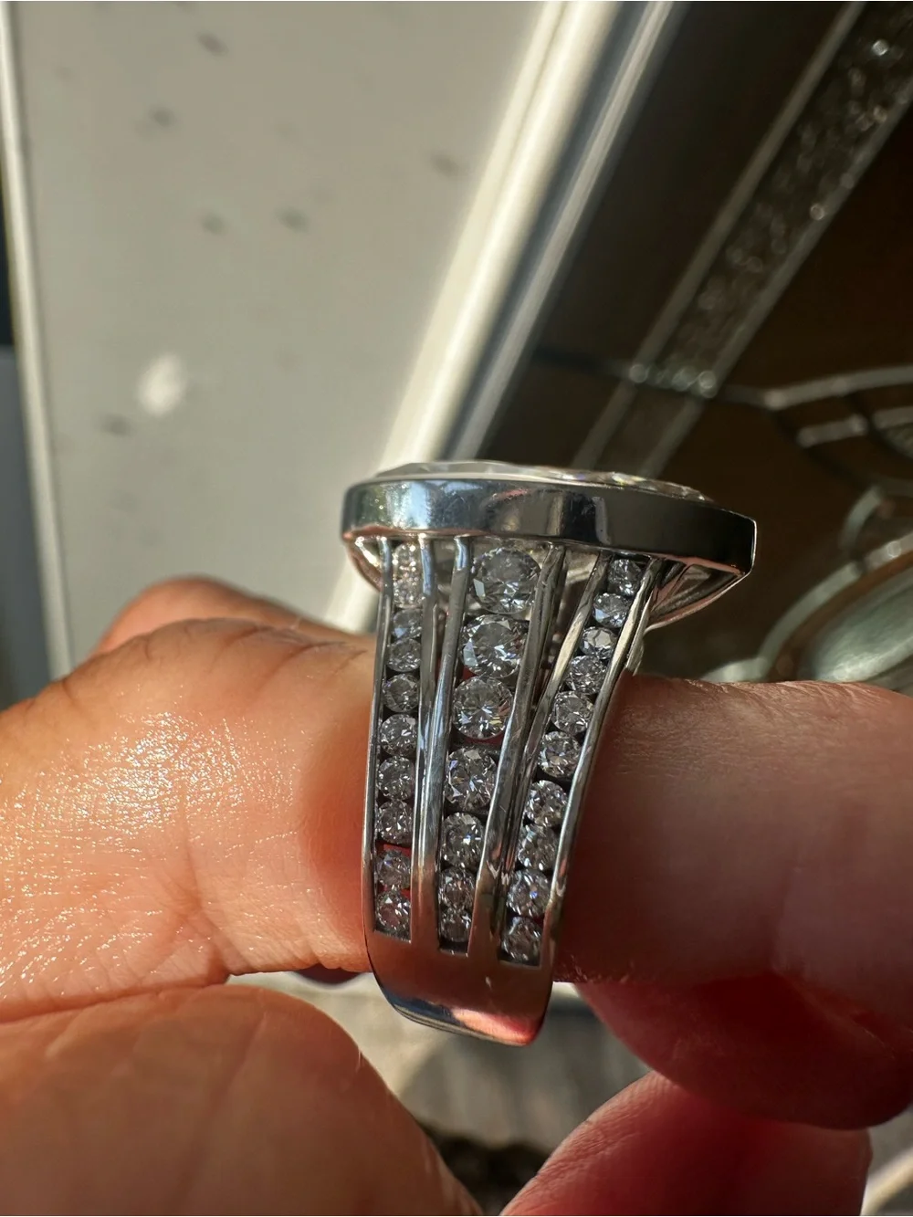 10k white gold Lab grown diamond ring all stones are lab this ring is beautiful!